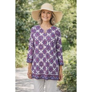 Coolibar St. Lucia Tunic Top UPF 50+ Sun Protection Resort Cruise Wear Sz M